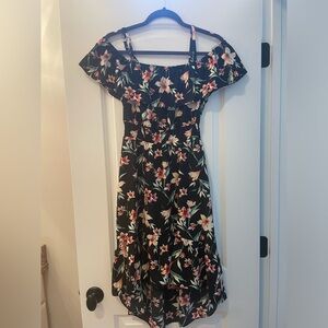 Black Girls Dress with Tropical Flowers